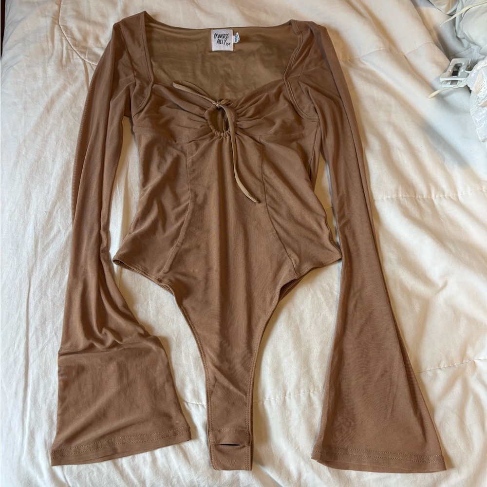 Princess Polly Brown Ring-Front Long Sleeve Bodysuit